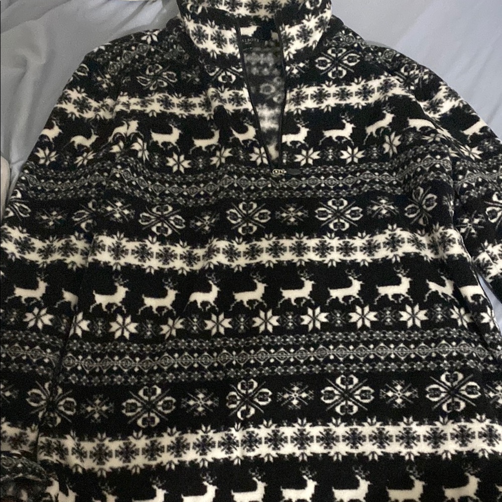 Talbots Black and White Reindeer Sweater
